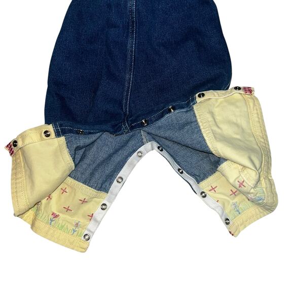 Vintage Disney Mickey & Co embroidered denim Mickey and Minnie bib overalls 6/9m - Picture 8 of 9